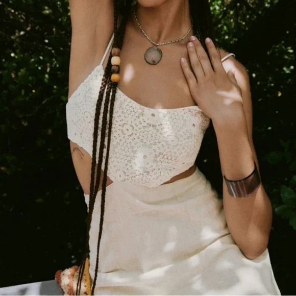 NWT Zara crochet linen blend cut out dress blogger favorite - Picture 2 of 4